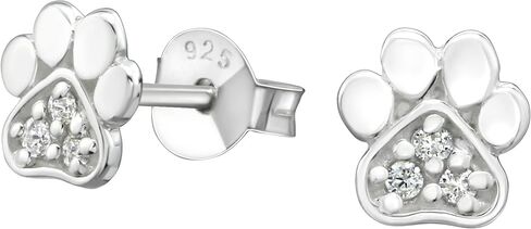 Paw-Print .925 Sterling-Silver Tiny Stud Earrings, Multiple Piercings, for Cartilage, Helix, 2nd Ear Piercing (Hypoallergenic) in Saudi Arabia