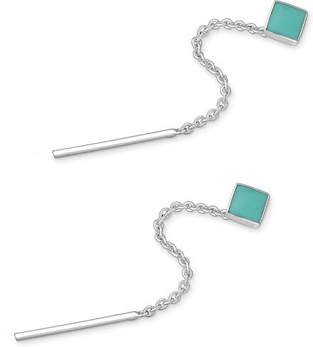 Sterling Silver SQUARE Threader Earrings in Saudi Arabia
