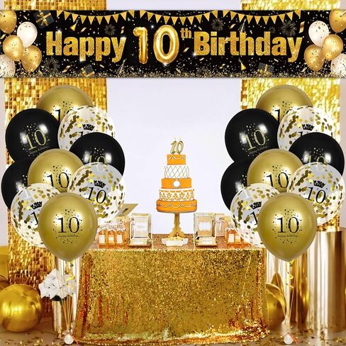 80th Birthday Decorations for Men Women Black and Gold, Black Gold Birthday Yard Banner Sign and 18 PCS 80th Happy Birthday Balloons for 80th Anniversary Birthday Party Supplies Outdoor Yard Decor in Saudi Arabia