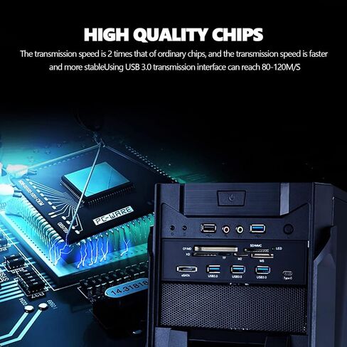 قارئ بطاقات داخلي متعدد الوظائف للوحة الأمامية، لوحة أجهزة القياس USB 3.0 Hub قارئ بطاقات فائقة السرعة تناسب أي لوحة أمامية لحافظة الكمبيوتر مقاس 5.25 بوصة in Saudi Arabia