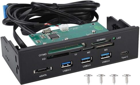 قارئ بطاقات داخلي متعدد الوظائف للوحة الأمامية، لوحة أجهزة القياس USB 3.0 Hub قارئ بطاقات فائقة السرعة تناسب أي لوحة أمامية لحافظة الكمبيوتر مقاس 5.25 بوصة in Saudi Arabia