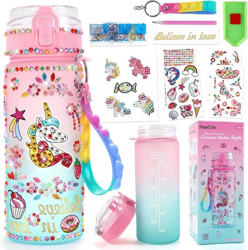 PERRYHOME Decorate Your Own 21 Oz Water Bottle for Girls Age 4-6-8-10, Unicorn Toys for Girls Painting Crafts, Fun Arts and Crafts Kits 6-12 Year Old Toddler Girls Birthday Christmas Gifts Toys in Saudi Arabia