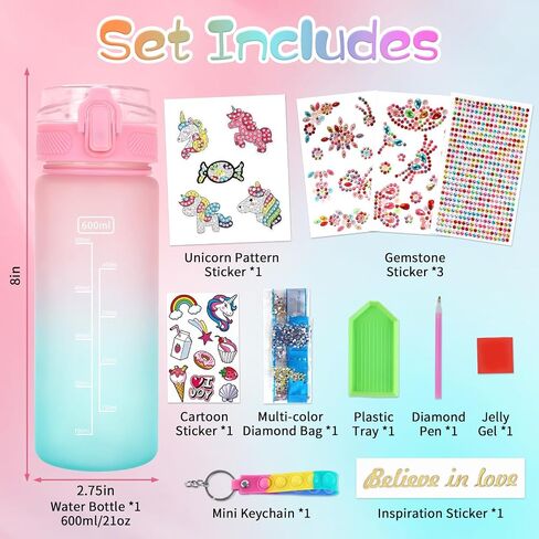 PERRYHOME Decorate Your Own 21 Oz Water Bottle for Girls Age 4-6-8-10, Unicorn Toys for Girls Painting Crafts, Fun Arts and Crafts Kits 6-12 Year Old Toddler Girls Birthday Christmas Gifts Toys in Saudi Arabia