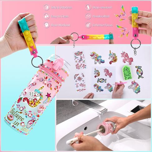 PERRYHOME Decorate Your Own 21 Oz Water Bottle for Girls Age 4-6-8-10, Unicorn Toys for Girls Painting Crafts, Fun Arts and Crafts Kits 6-12 Year Old Toddler Girls Birthday Christmas Gifts Toys in Saudi Arabia