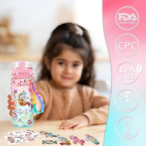 PERRYHOME Decorate Your Own 21 Oz Water Bottle for Girls Age 4-6-8-10, Unicorn Toys for Girls Painting Crafts, Fun Arts and Crafts Kits 6-12 Year Old Toddler Girls Birthday Christmas Gifts Toys in Saudi Arabia