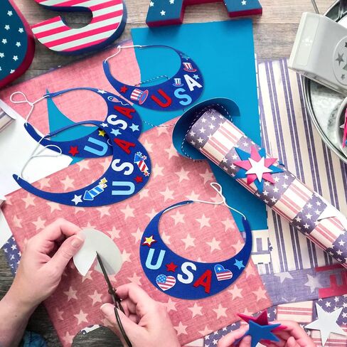 JellyArch 24 Pcs 4th of July Crafts Patriotic Visor Craft Kit DIY Patriotic Visor Firework Felt Cutouts USA Patriotic Hat Crafts for Fourth of July Parties Military Family Gatherings Arts Craft in Saudi Arabia