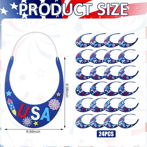 JellyArch 24 Pcs 4th of July Crafts Patriotic Visor Craft Kit DIY Patriotic Visor Firework Felt Cutouts USA Patriotic Hat Crafts for Fourth of July Parties Military Family Gatherings Arts Craft in Saudi Arabia