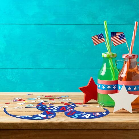 JellyArch 24 Pcs 4th of July Crafts Patriotic Visor Craft Kit DIY Patriotic Visor Firework Felt Cutouts USA Patriotic Hat Crafts for Fourth of July Parties Military Family Gatherings Arts Craft in Saudi Arabia