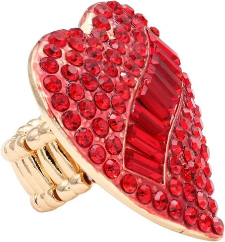 Lavencious Crystal Heart Shaped Stretch Ring for Women in Saudi Arabia