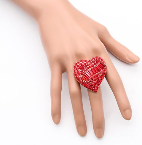 Lavencious Crystal Heart Shaped Stretch Ring for Women in Saudi Arabia