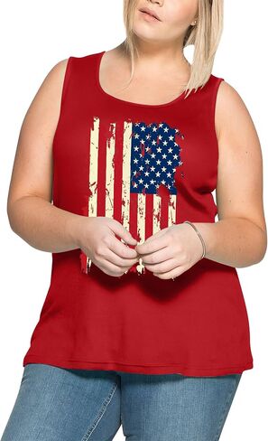 Plus Size American Flag Tank: Women 4th of July Tank Tshirt Patriotic T Shirt USA Sleeveless Tops in Saudi Arabia