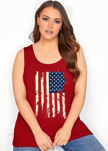 Plus Size American Flag Tank: Women 4th of July Tank Tshirt Patriotic T Shirt USA Sleeveless Tops in Saudi Arabia