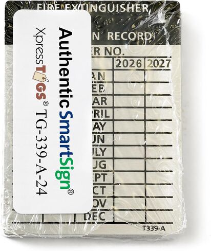 SmartSign Fire Extinguisher Labels, Inspection Labels, Record 4-Year Maintenance Labels, 3 x 2.25 Inches, 2 mil Debossable Aluminum, Pack of 10, Made in USA in Saudi Arabia