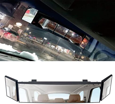 Wide Angle Rear View Mirror 15.2 Inch Universal Panoramic Rear View Mirror Clip on Interior Car Mirror Wide Angle Curved Rearview Mirror Accessories to Eliminate Blind Spots Clear Tint in Kuwait