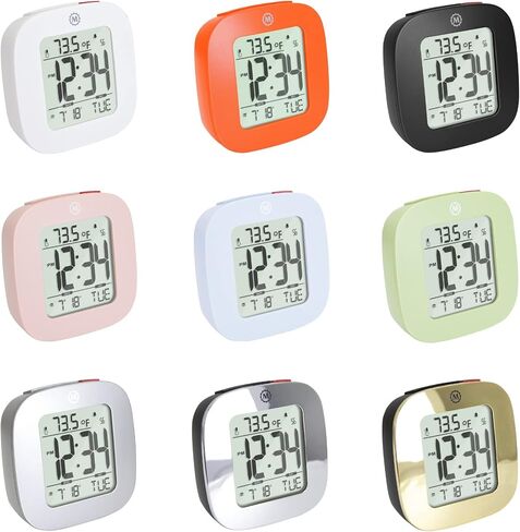 MARATHON Compact Alarm Clock with Temperature & Date, French Blue - Large, Easy to Read Display with Backlight - Easy to Set Up & Use - Two AAA Batteries Included in Saudi Arabia