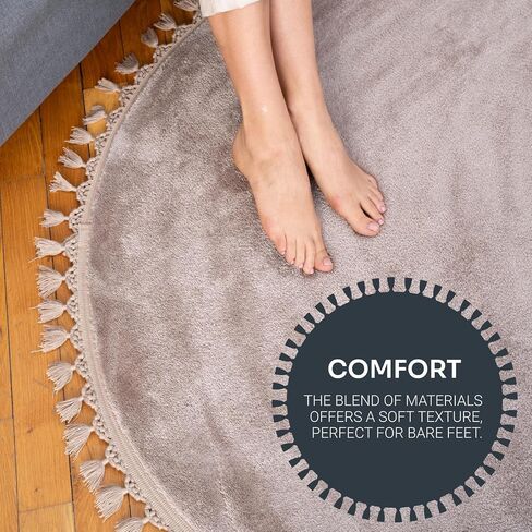 Jute Rug, 4' Round Braided Rugs, Anti Slip Boho Rug, Decorative Pattern Area Rug, Stain Resistant Floor, Kitchen Patio Rug, Entrance Farmhouse Rug, Natural Beige - Spiral in Saudi Arabia
