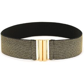 Wide Stretchy Belts for Women Elastic Skinny Waist Belt with Gold Buckle for Dresses