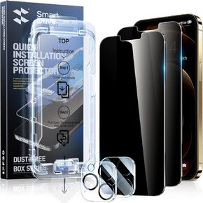 SmartDevil 2Pack for iPhone 14 Privacy Screen Protector with 2Pack Camera Lens Protector, 9H Protection Anti-Spy Privacy Glass Tempered Film with Auto Dust-Elimination Install, Bubble Free