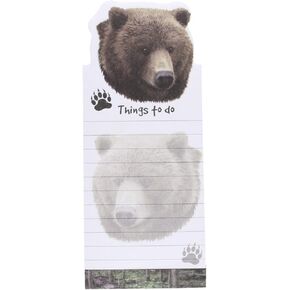 "Grizzly Bear Magnetic List Pads" Uniquely Shaped Sticky Notepad Measures 8.5 by 3.5 Inches