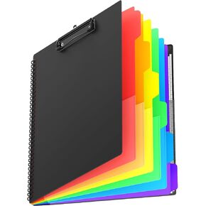 Clipboard Folio with 2 Legal Pads for Letter Size,6 Dividers with Storage 12 Pockets,Spiral Hardcover Clipboards,File Folder Labels and Pen Loop,for Office Nurses Students Women