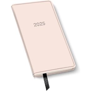 Harbor Pocket Weekly Monthly Planner 2025 - Calendar Planner and Notebook, Durable Faux Leather, 192 Pages, Softcover & Book Bound - Metallic Rose Gold - 6 x 3.25 "
