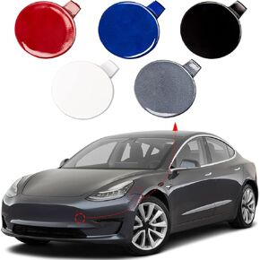 غطاء خطاف سحب المصد الأمامي غطاء عين القطر مناسب لطراز Tesla 3 2017 2018 2019 108417300E 1084173-00-E (فضي، جانب السائق الأيسر) Xinpinsai
