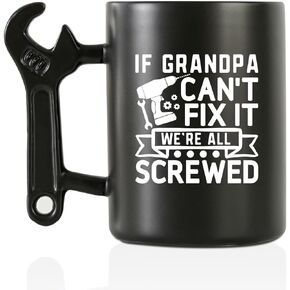 Onebttl Grandpa Gifts Wrench Coffee Mug, Grandfather Gift from Granddaughter and Grandson, 13.5oz/400ml Funny Ceramic Mug for Christmas, Father's Day - Grandpa Can Fix