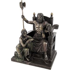 Bronzed Zeus and Hera at The Throne Statue with Colored Accents