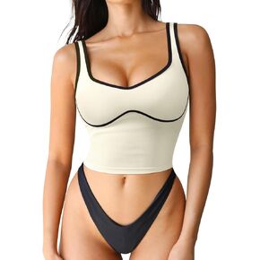 SUUKSESS Women Sweetheart Neckline Longline Sports Bra Padded Basic Workout Crop Tank Top in Kuwait