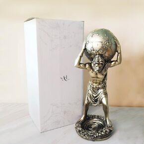 Greek Atlas God Statue Decor - 11.4 Inch Bronze Gold Sculpture Home Decor
