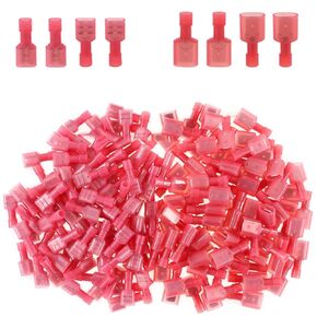 Glarks 50pcs 22-16 Gauge Fully Insulated Female Male Spade Nylon Quick Disconnect Electrical Insulated Crimp Terminals Connectors Assortment Kit