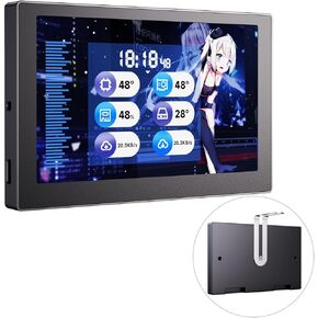 waveshare 5inch USB Monitor, PC Case Secondary Screen/Desktop RGB Ambient Screen, IPS Panel, 800×480 Resolution, with Music Spectrum Analysis Function, Type-C Interface, CNC Metal Case, Silver