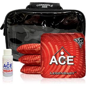 Legendary | ACE Pro Cornhole Bags + PRO Kits | Dual Sided Slick Stick All Weather | Optional Bag Break in and Carrying Case | Set of 4