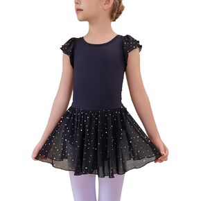 Haloumoning Girls Ballet Dance Leotards Outfits Ballerina Dress with Skirt 4-14 Years