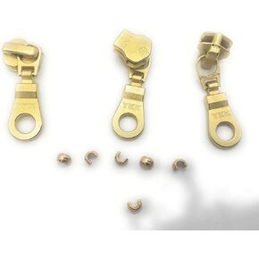 Zipper Repair Kit - #5 YKK Brass Donut Pull Jacket Sliders with Bottom Stops Included - Choose Your Quantity - Made in The United States (3)