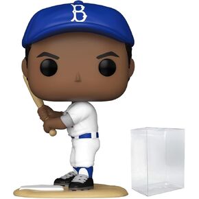 POP MLB: Legends - Jackie Robinson Funko Vinyl Figure (Bundled with Compatible Box Protector Case), Multicolor, 3.75 inches