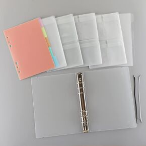 Briartw 3 Pcs A5 6 Ring Binder for Home Office School Supply,1'' Round-Ring Storage Book Binder,Storage Folder,Holds Up to 8x5.7 for Paper,Documents and Page Protectors Pockets