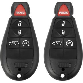 X AUTOHAUX 2pcs 433Mhz M3N5WY783X Replacement Keyless Entry Remote Car Key Fob for Dodge Charger 2008-2010 for Dodge Challenger 2008-2014 5 Buttons with Door Key IYZ-C01C