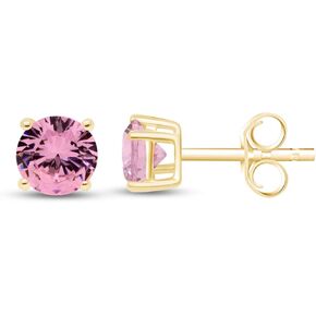 Round Shape Stud Earrings In 14K Yellow Gold Over Sterling Silver (1 Ct)