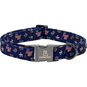 Lionheart glory American Flag Dog Collar, 4 of July Dog Collars Heavy Duty Adjustable Patriotic Collar for Large Dogs Pet Gift Summer Independence Pet Collar