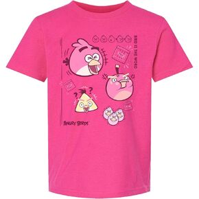 تي شيرت Angry Birds الرسمي لعيد الحب مطبوع عليه كلمة عيد الحب بأكمام قصيرة 100% قطن وردي للفتيات والفتيان للجنسين