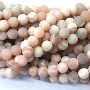 (TM) Natural Unpolished Moonstone Round Jewelry Making Gemstone Beads (6mm)