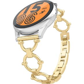 20mm Metal Band Compatible with Samsung Galaxy Watch 4 & 5 Band 40mm 44mm, Women Cute Stylish Adjustable Band for Watch 5 Pro 45mm, Watch 4 Classic 42mm 46mm, Active 2, Watch 3 41mm(Black)