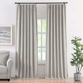 Vision Home Light Taupe Pinch Pleated Full Blackout Curtains Velvet Chenille Room Darkening Window Curtains 84 inch for Living Room Bedroom Thermal Insulated Pinch Pleat Drapes with Hooks 36"Wx84"Lx2