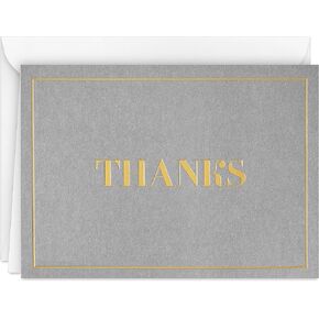 Hallmark Bulk Thank You Notes, Gray and Gold (100 Blank Cards with Envelopes)