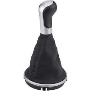 Acouto Shift Knob with Boot for Skoda Fabia 5 Speed Gear Stick Shift Knob Lever with Gaiter Boot Cover PU Leather 5J0711113F Replacement for Skoda Fabia MK2 Roomster