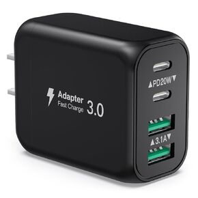 USB C Charger Block, 40W Fast Charging Wall Plug Dual PD+QC3.0 Multiport Type C Power Adapter for iPhone 15 Pro Max/15 Plus/15 Pro/15/14/13/12/11/XS/XR/X, iPad, Watch Series 8/7, Samsung Phone, Tablet