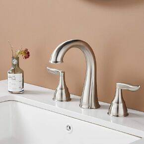 Widespread Bathroom Sink Faucets 8 Inch Two Handle 3 Hole Vanity Bathroom Faucet with Metal Drain Assembly,Brushed Gold