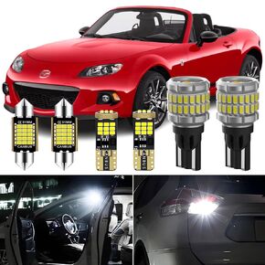 8 Pieces Interior LED Lights Kit + Back Up Reverse Lights for Mazda Miata MX-5 MX5 NA NB NC ND 2016 2017 2018 2019 2020 2021 White Interior Light Bulbs Package + License Plate Lights, Install Tool