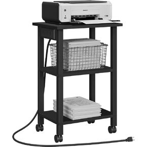 TUTOTAK 2 Tier Printer Stand, Printer Cart, Printer Table with Wheels, White PS01BW001